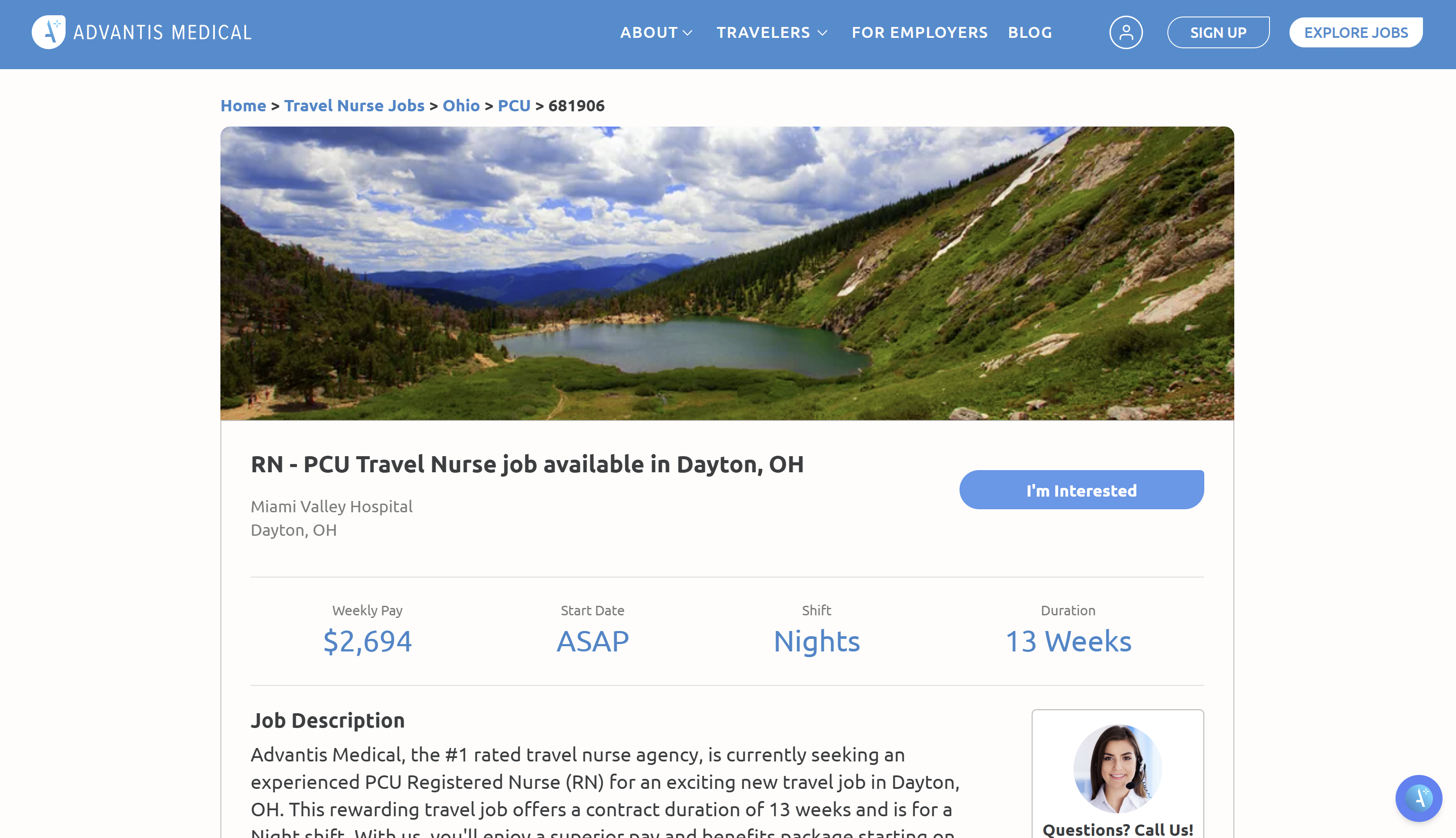 Advantis Medical job details view